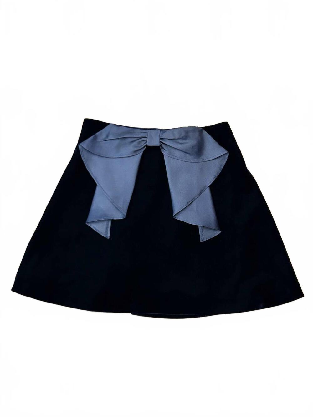 NEW SARAH LOUISE girl's velvet skirt wirh bow in navy